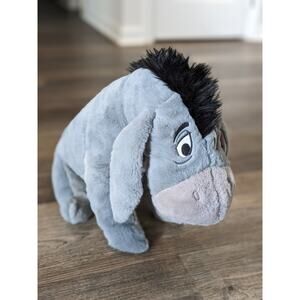 Disney Store Winnie the Pooh Eeyore Sitting with Pink Bow 15" Plush Stuffed Toy